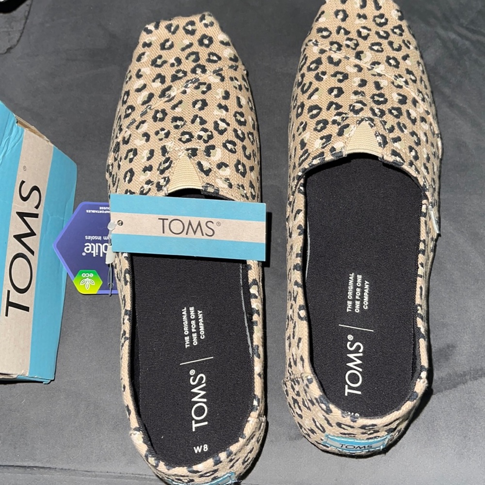 TOMS Alpargata Size 8 Natural Textured Cheetah Canvas Shoes New